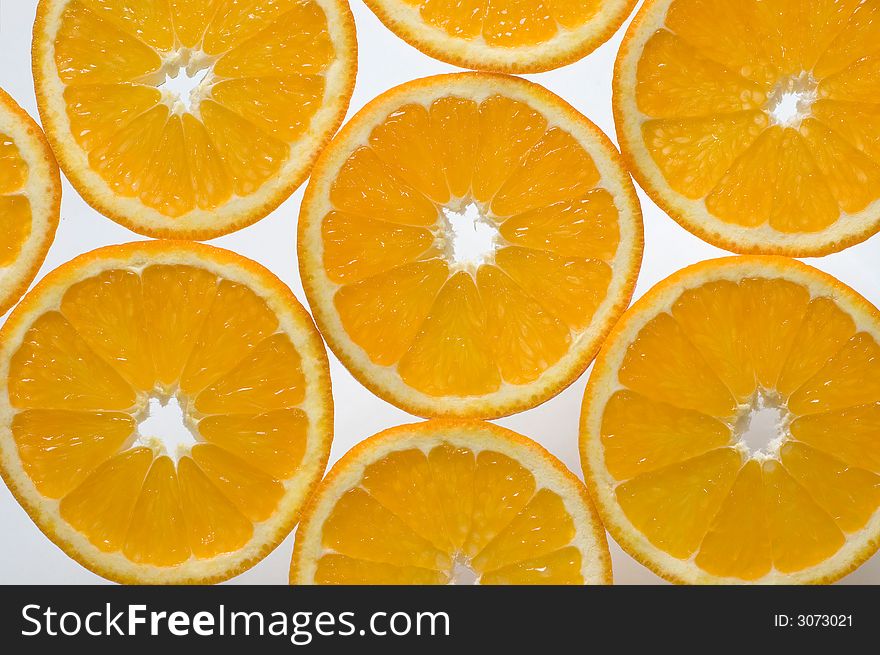 Orange slices on the table