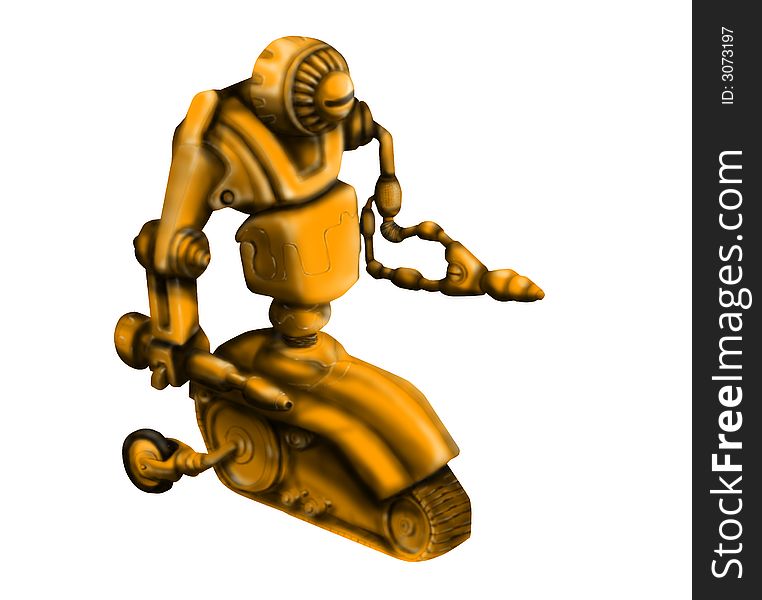 Vector art of a yellow sci-fi repair robot. Vector art of a yellow sci-fi repair robot