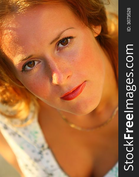 Close-up portrait of young attractive woman, shallow DOF. Close-up portrait of young attractive woman, shallow DOF