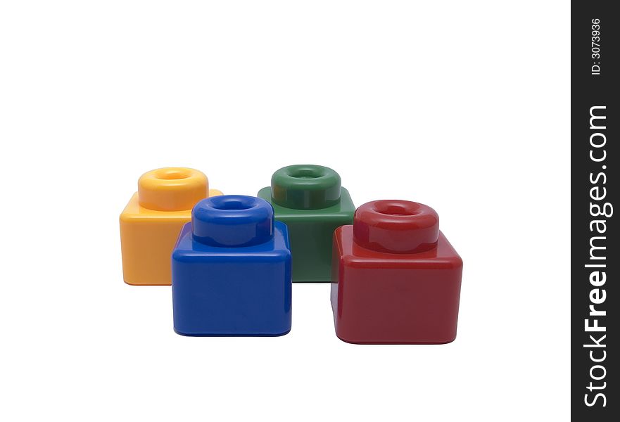 Four color blocks (yellow, blue, green, red), isolated. Four color blocks (yellow, blue, green, red), isolated.