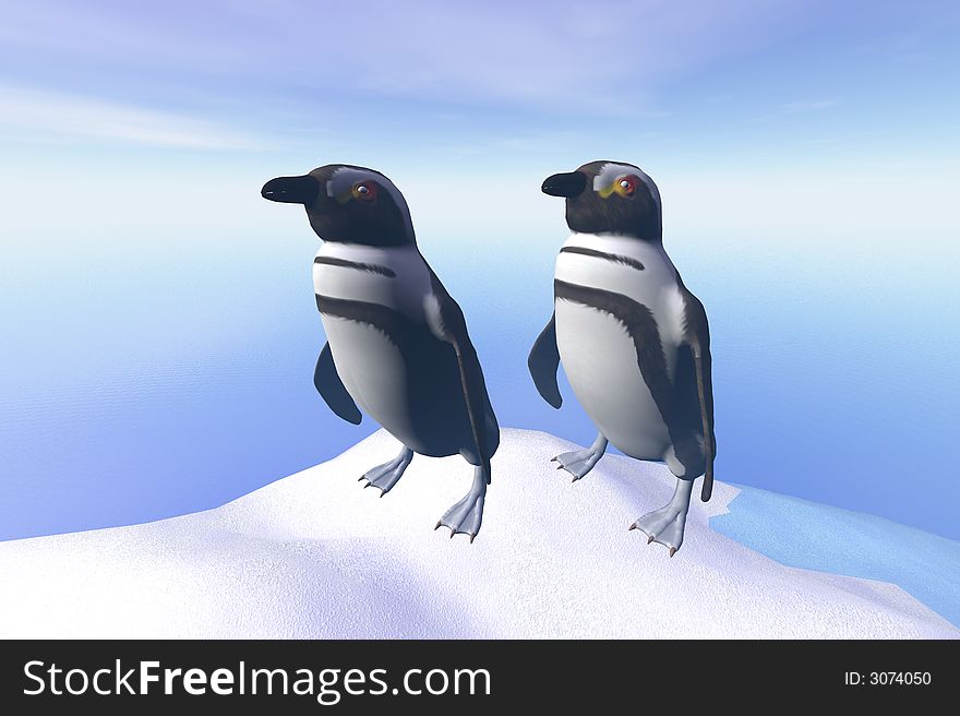 3D render of penguin at the artic