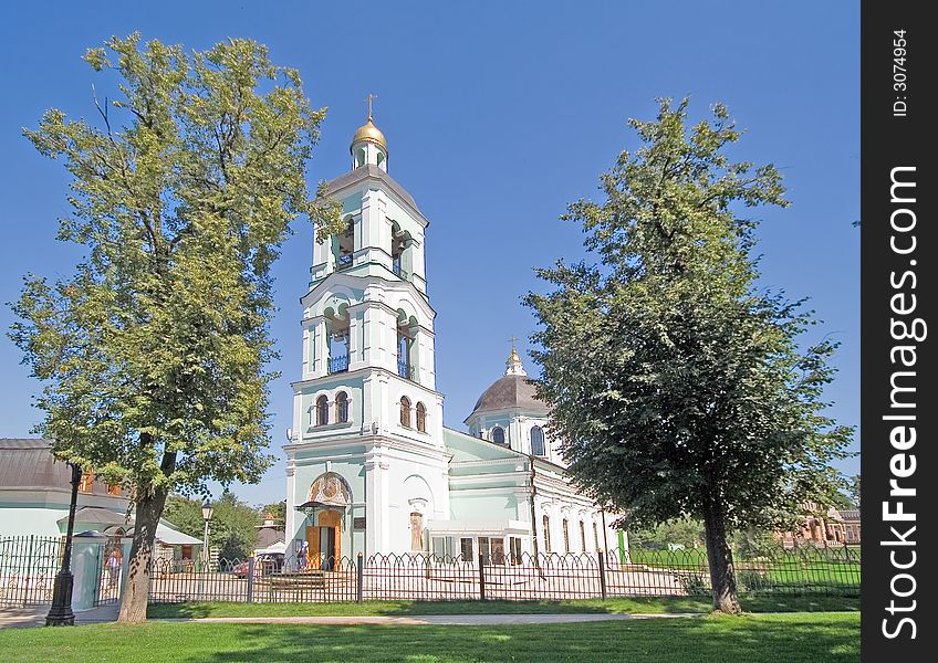 Tsaritsino reserve in Moscow. Our Lady Church. Tsaritsino reserve in Moscow. Our Lady Church
