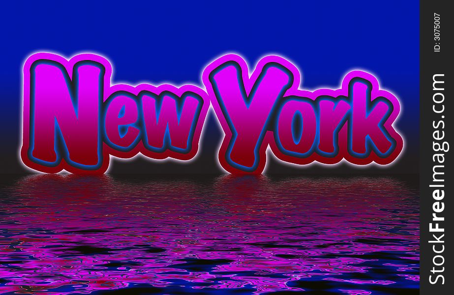 Newyork in pink with blue back ground. Newyork in pink with blue back ground