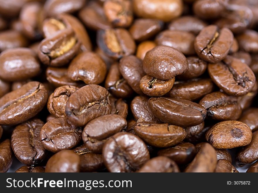 Coffee beans macro close up. Coffee beans macro close up