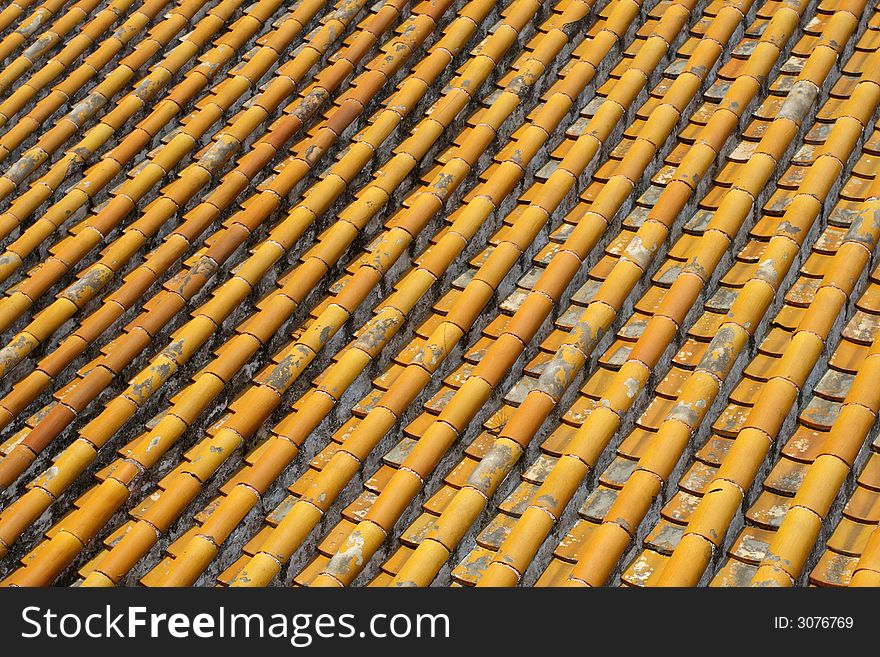 Detail of yellow ceramic tiles. Detail of yellow ceramic tiles