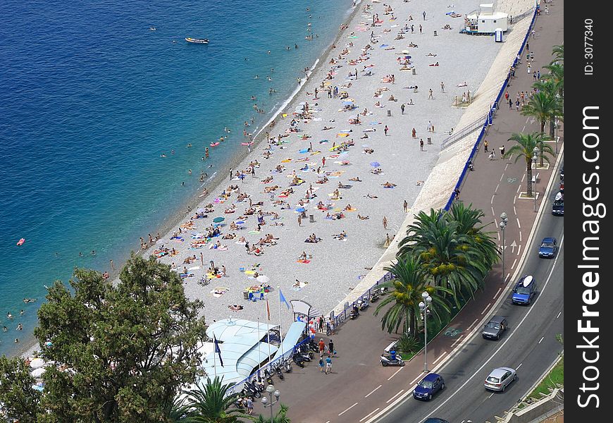 Nice, France on the mediterranean coast is a vacation destination. Nice, France on the mediterranean coast is a vacation destination.