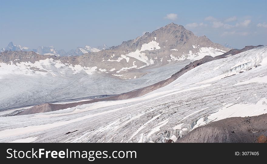 Big glacier on top of mt. Elbrus