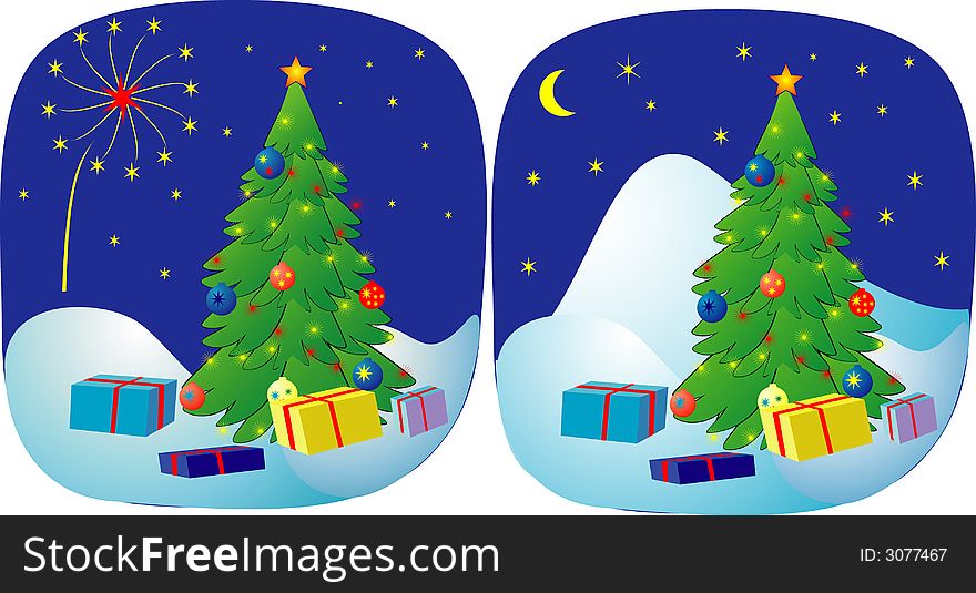 Christmas card with forest background. Christmas card with forest background