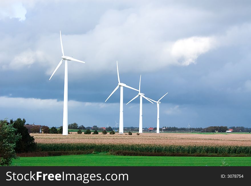 Windmills On Farmland