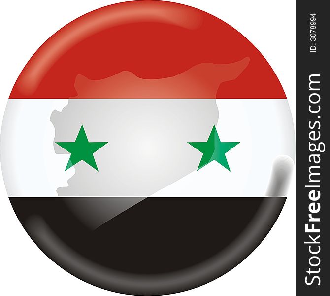 Art illustration: round medal with map and flag of syria