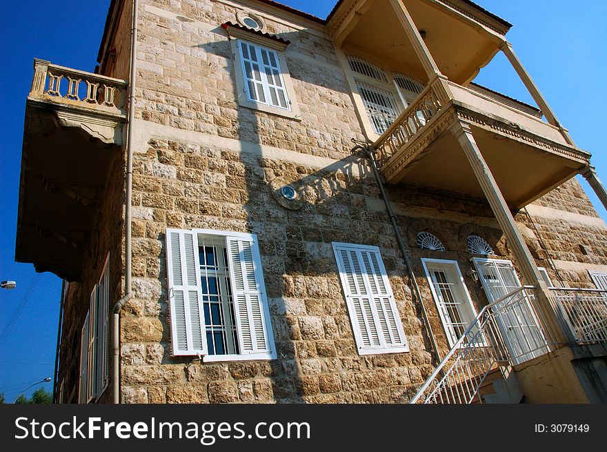 Image one of most famous traditional lebanese  houses built with local arranged stone. Image one of most famous traditional lebanese  houses built with local arranged stone