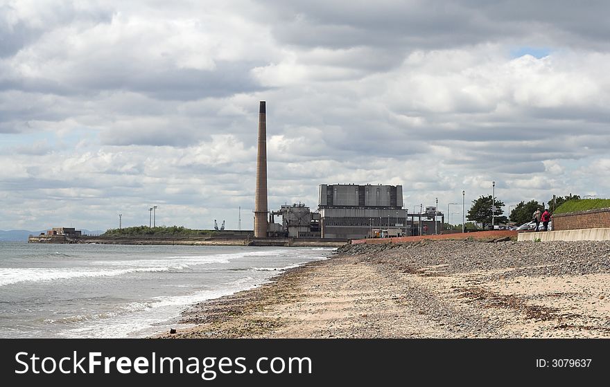 Coastal coal fired power station in Scotland. Coastal coal fired power station in Scotland