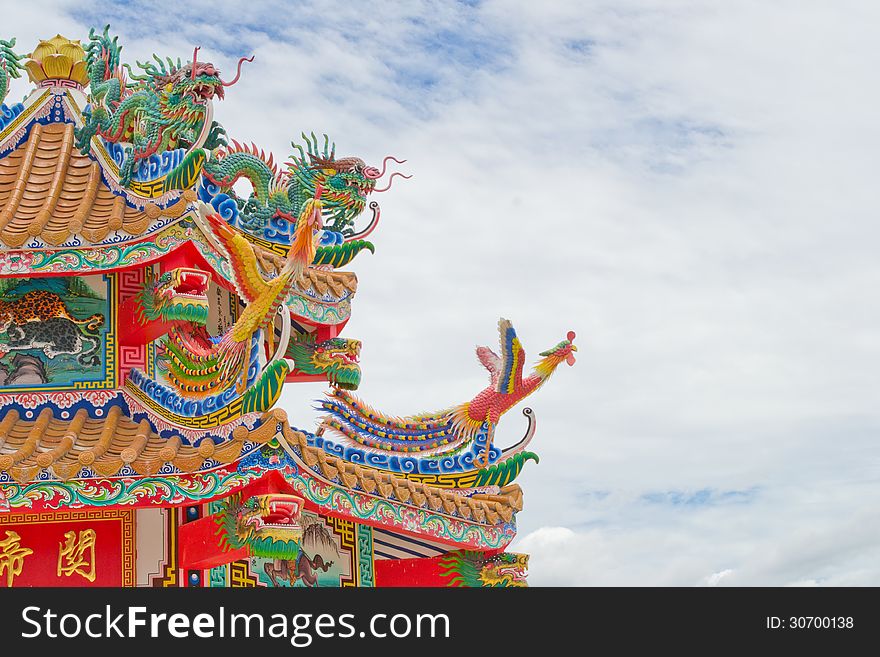 Chinese temple roof and blue sky