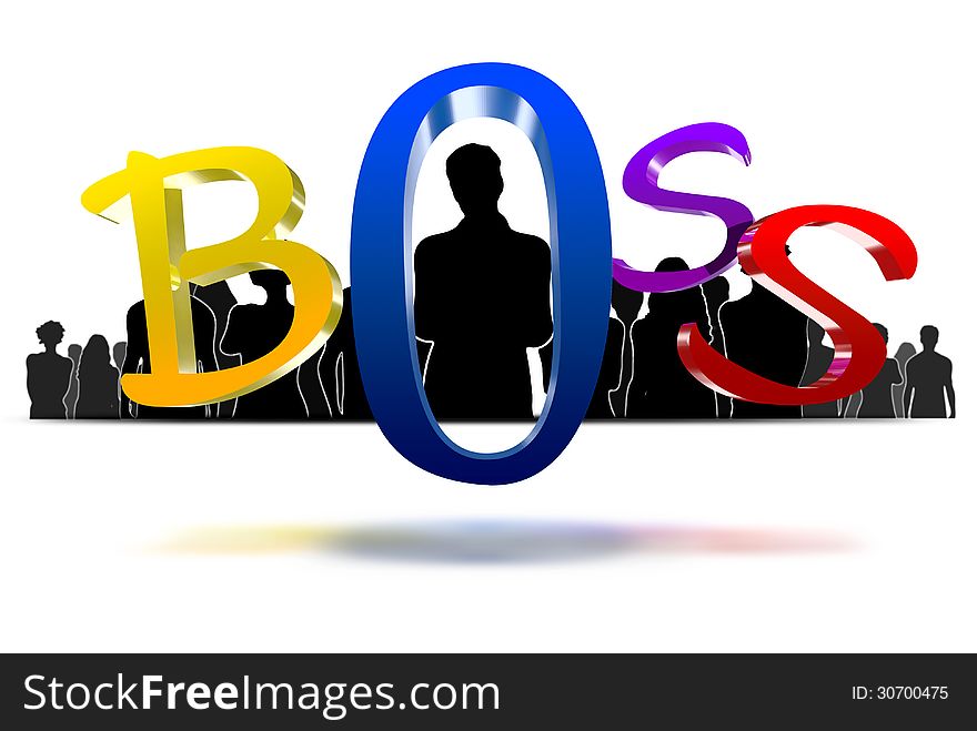 Boss three-dimensional icon have people a black in the background