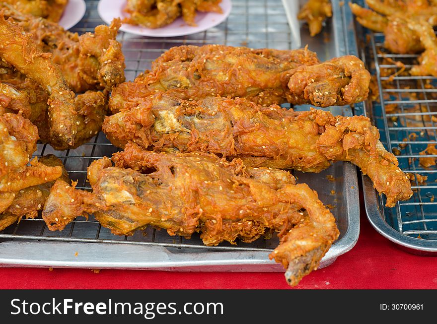 Fried rip chicken , thai street food.