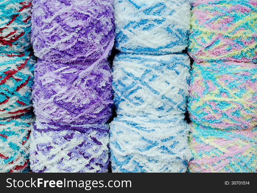 Colorful of yarn ball background