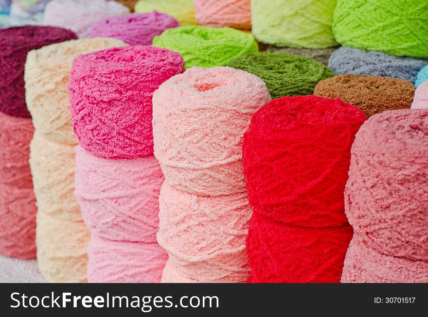 Colorful of yarn ball background