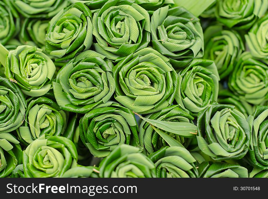 Rose made from pandan leaves background. Rose made from pandan leaves background