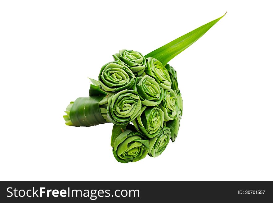 Rose made from pandan leaves isolated on white background. Rose made from pandan leaves isolated on white background.