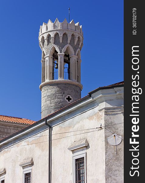 St. Klement Church bell tower in Piran, Slovenia