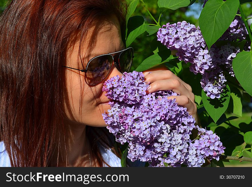 Woman Kissing Flower