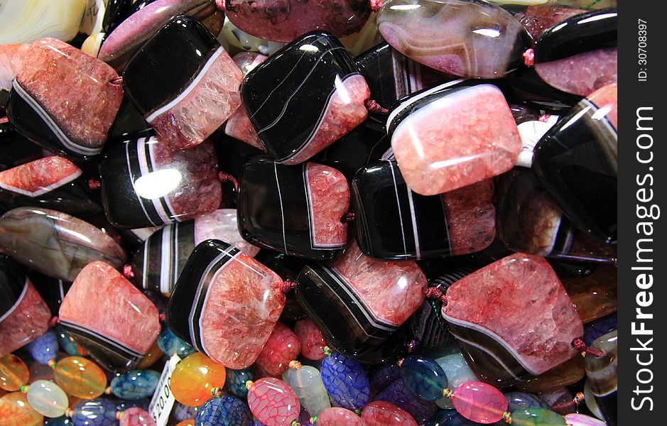 Many colorful semiprecious agate and quartz stones. Many colorful semiprecious agate and quartz stones