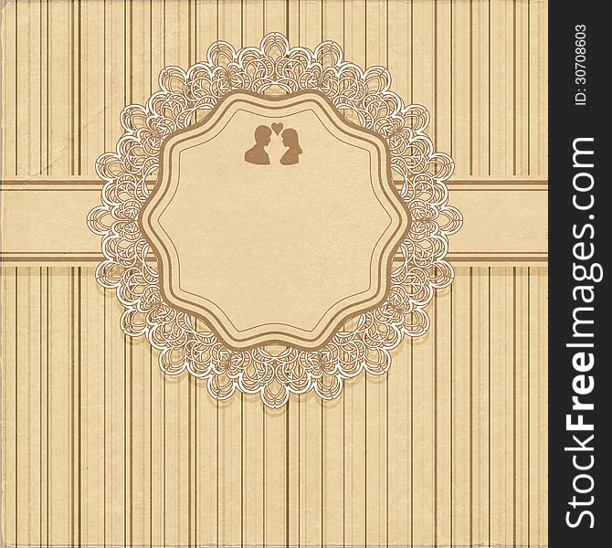 Vintage wedding invitation or greeting card with lace. Vector illustration. Vintage wedding invitation or greeting card with lace. Vector illustration