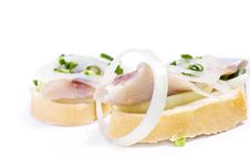 Sandwiches Of White Bread With Herring, Onions And Herbs Stock Images Sandwiches Of White Bread With Herring, Onions And Herbs Stock Images