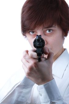 Professional Woman With A Gun Royalty Free Stock Image Professional Woman With A Gun Royalty Free Stock Image