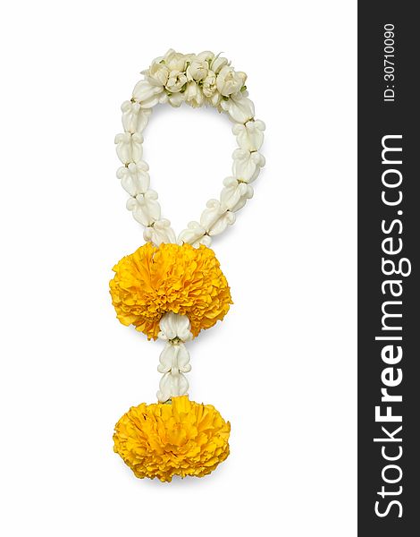 Garland made from marigold,crown flower and jasmine for sacred worship in Thailand