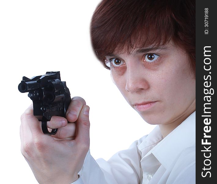 Professional woman with a gun