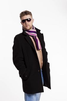 Portrait Of Handsome Stylish Blond Man In Sunglasses And A Coat Stock Photography Portrait Of Handsome Stylish Blond Man In Sunglasses And A Coat Stock Photography