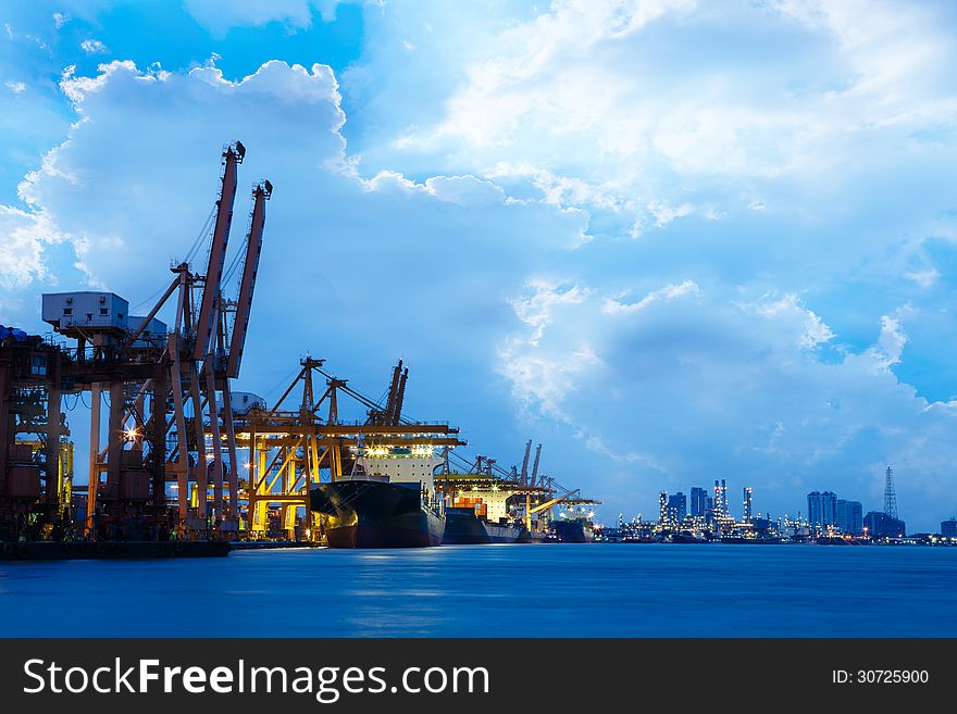 Container Cargo in twilight time