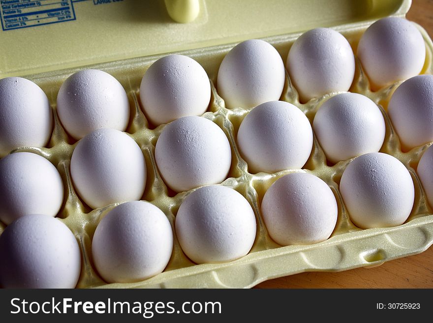 Eighteen white eggs, always something useful to have around.