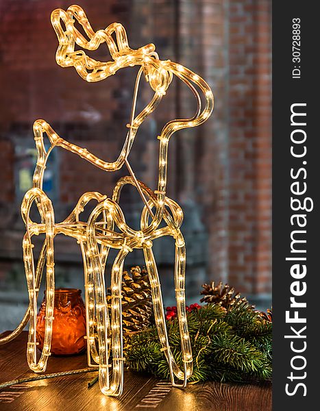 Reindeer decoration at a Christmas market in Hackescher Markt in Berlin.