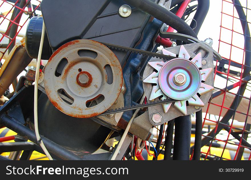 The gear with belt driven of the industrial fan. The gear with belt driven of the industrial fan