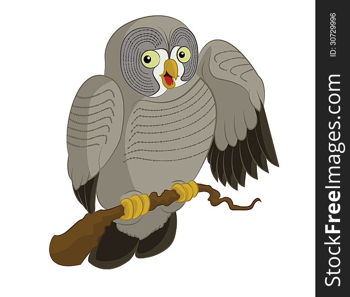 Vector image of smiling funny cartoon owl