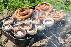 Food Cooking On Barbecue Stock Images