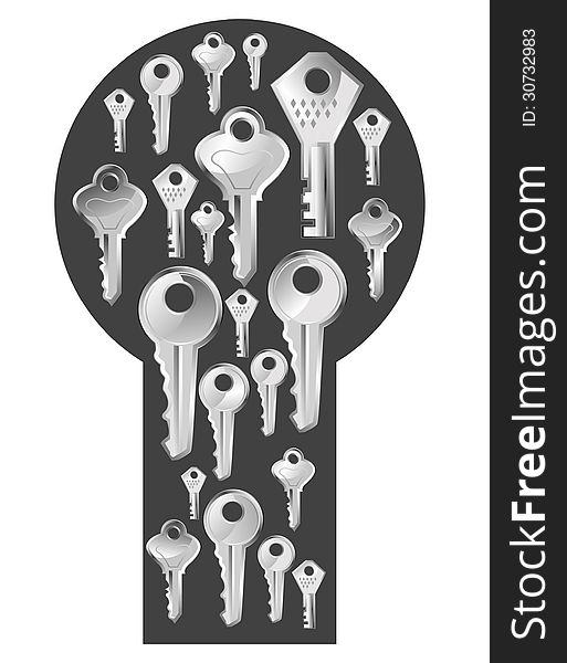 Illustration of keys inside lock. Illustration of keys inside lock