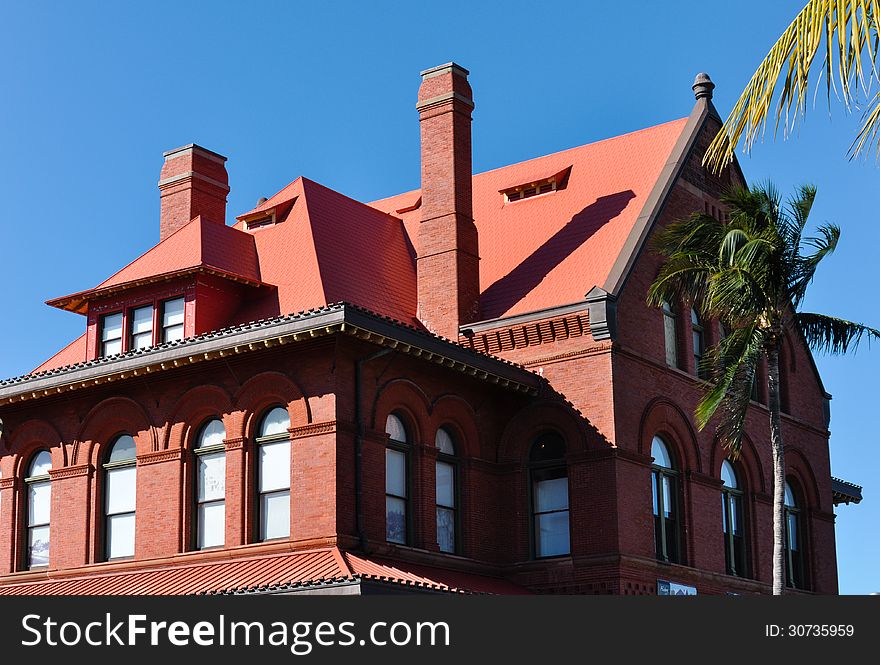 Old red, brick Customs House building in Key West, Florida. Old red, brick Customs House building in Key West, Florida