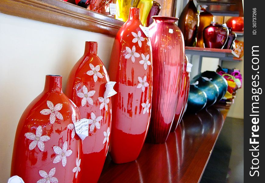 Colorful ceramic vases in Vietnam
