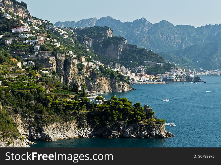 View of the coast near Amalfi. View of the coast near Amalfi