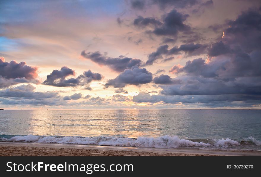 Sea breeze and bright clouds at sunset. Sea breeze and bright clouds at sunset