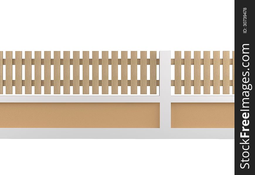 Oak fence on white background