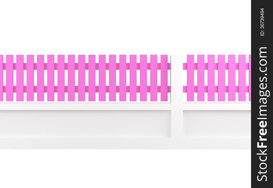 Pink fence on white background