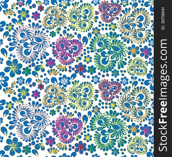 Seamless background, multi-colored pattern on the motives of Russian patterns. Seamless background, multi-colored pattern on the motives of Russian patterns
