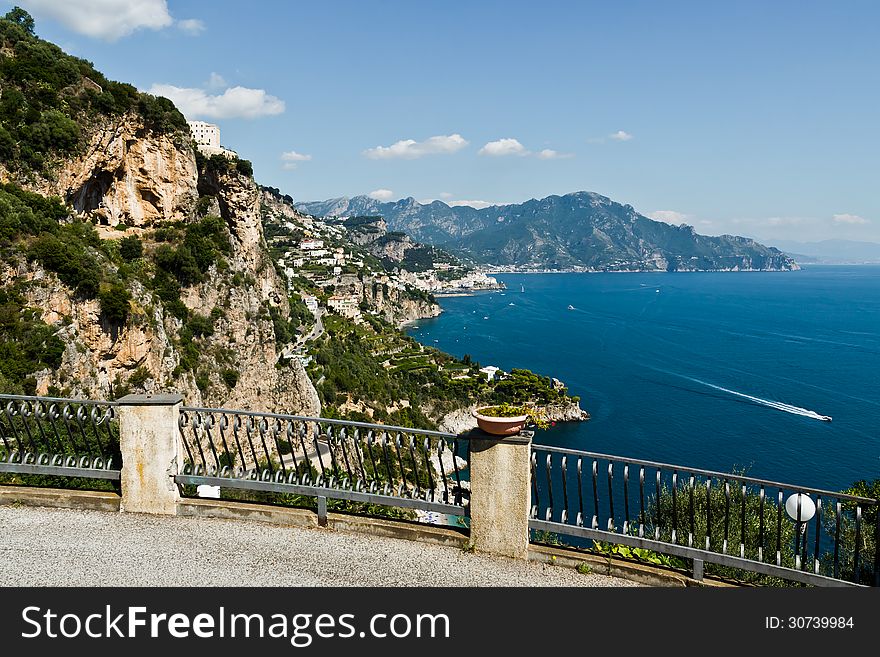 View of the Amalfi Coast in Conca dei Marini. View of the Amalfi Coast in Conca dei Marini