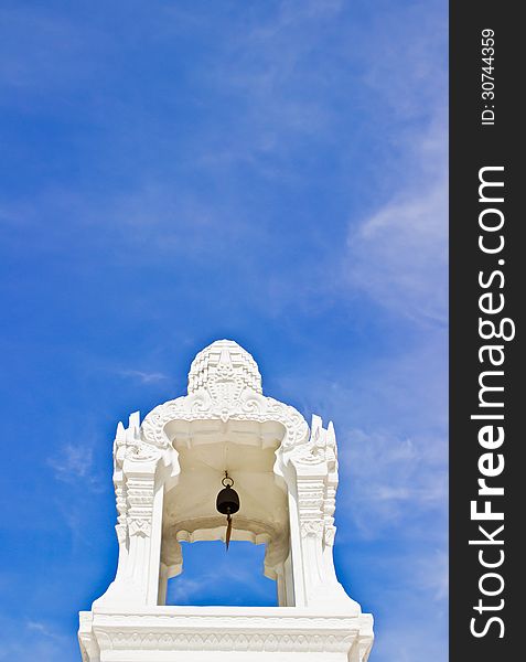 View of small thai style bell in temple in the morning. View of small thai style bell in temple in the morning