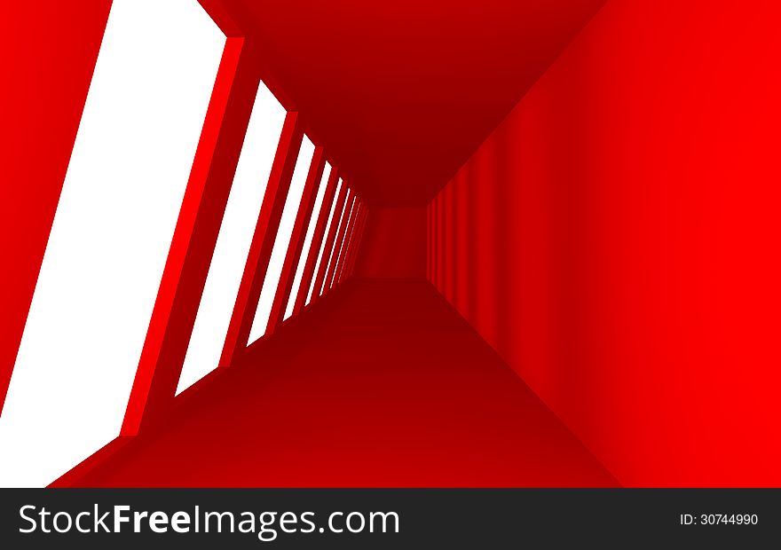 Interior Red Space on white background