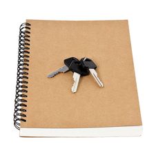 Recycled Paper Notebook Front Cover And Car Keys  Isolated Royalty Free Stock Photos